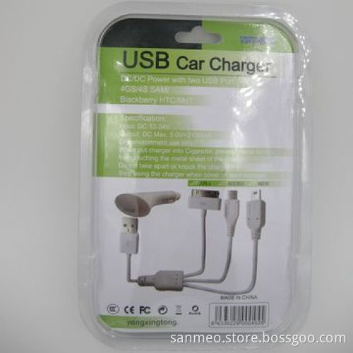3-in-1 USB Car Charger for iPhone/iPad/iPod/Blackberry/HTC/MOT, USB 2.0 High Transfer SpeedNew
